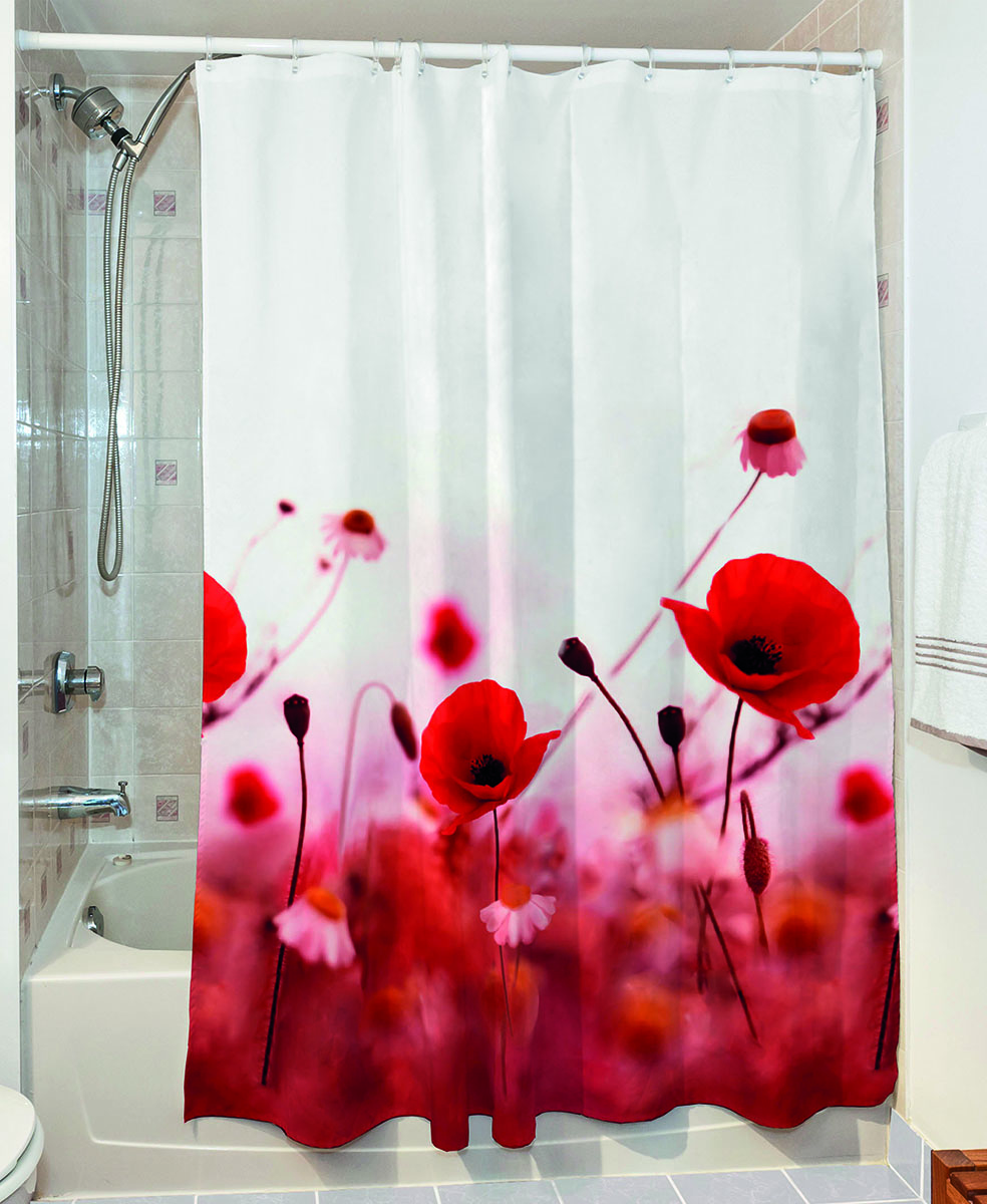 Κουρτίνα μπάνιου Poppies Art 3067 190x180 Κόκκινο  