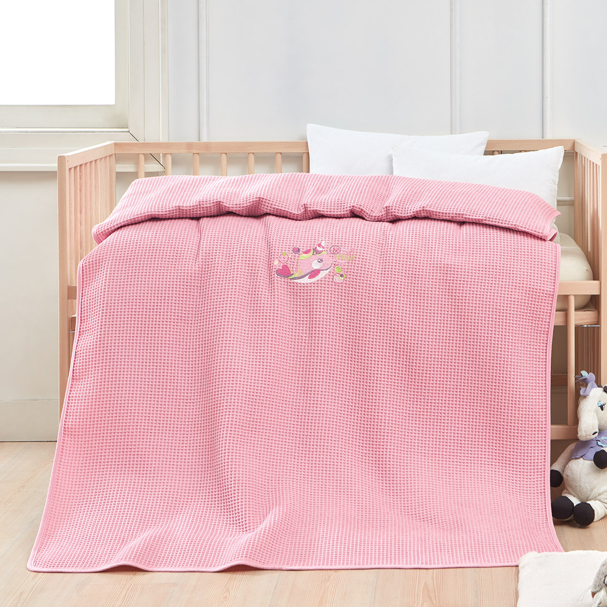 Κουβέρτα πικέ με κέντημα Art 5301 100X150 Ροζ  