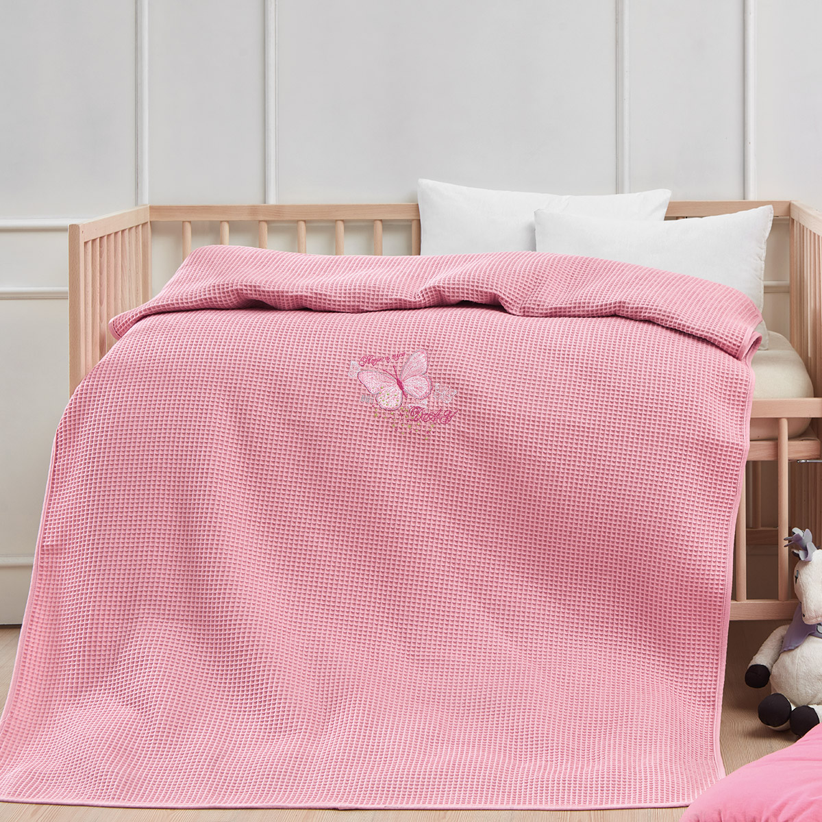 Κουβέρτα πικέ με κέντημα Art 5302 100X150 Ροζ  