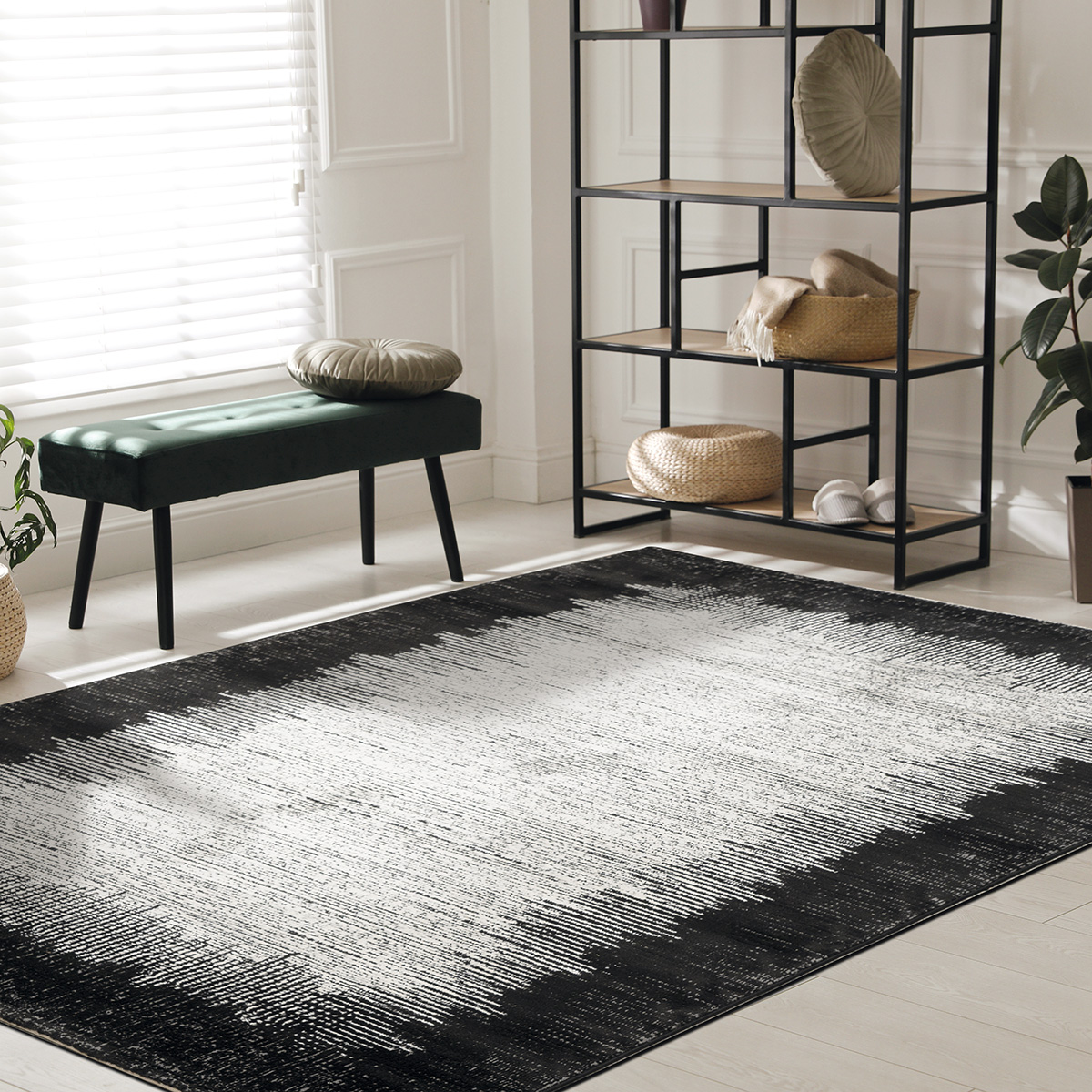 Χαλί Prestige Art 9321 160x230 Grey Black - Γκρι Μαύρο  